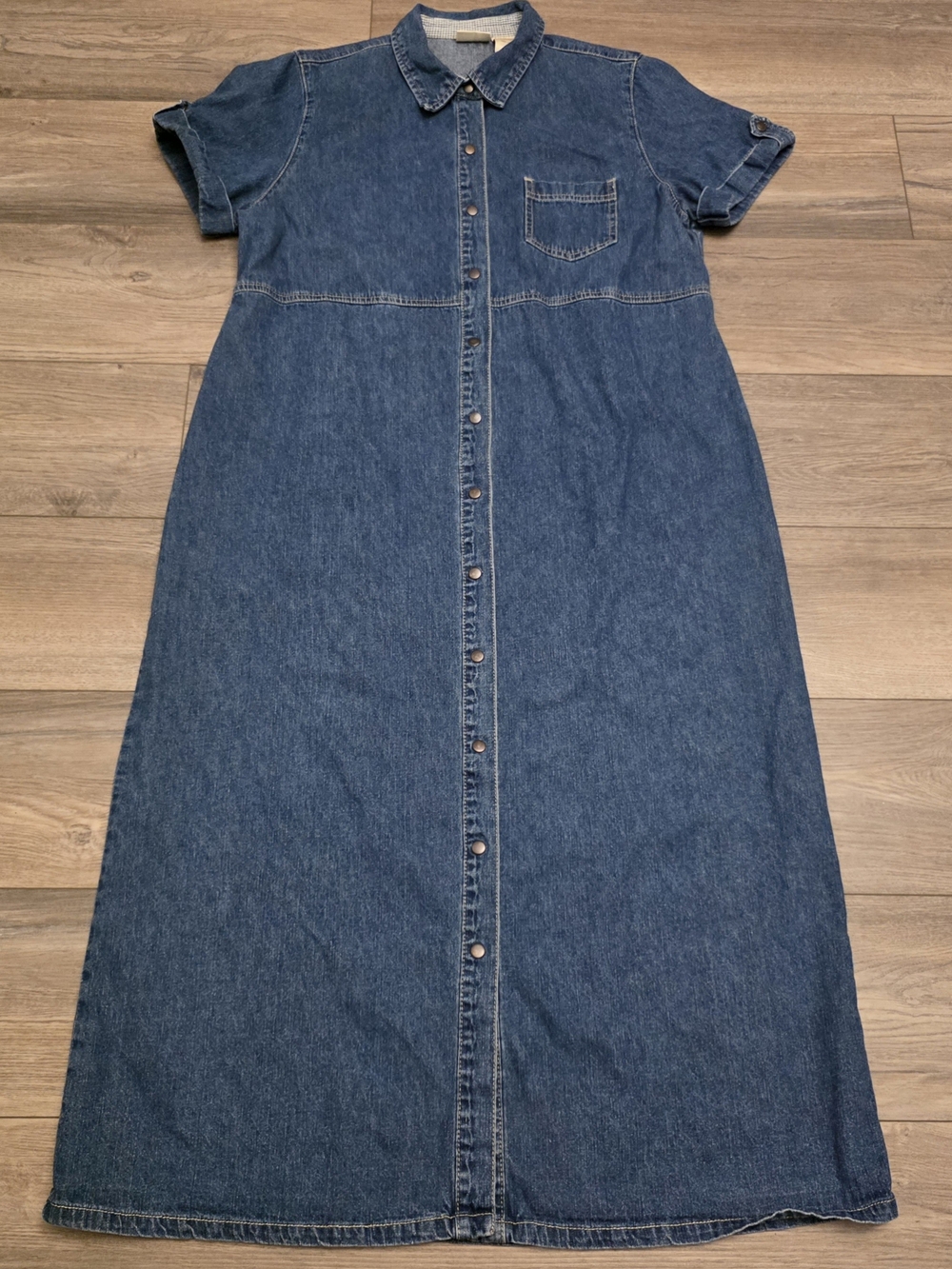 Bobbie Brooks Dark Blue Denim Button-Front Maxi Dress